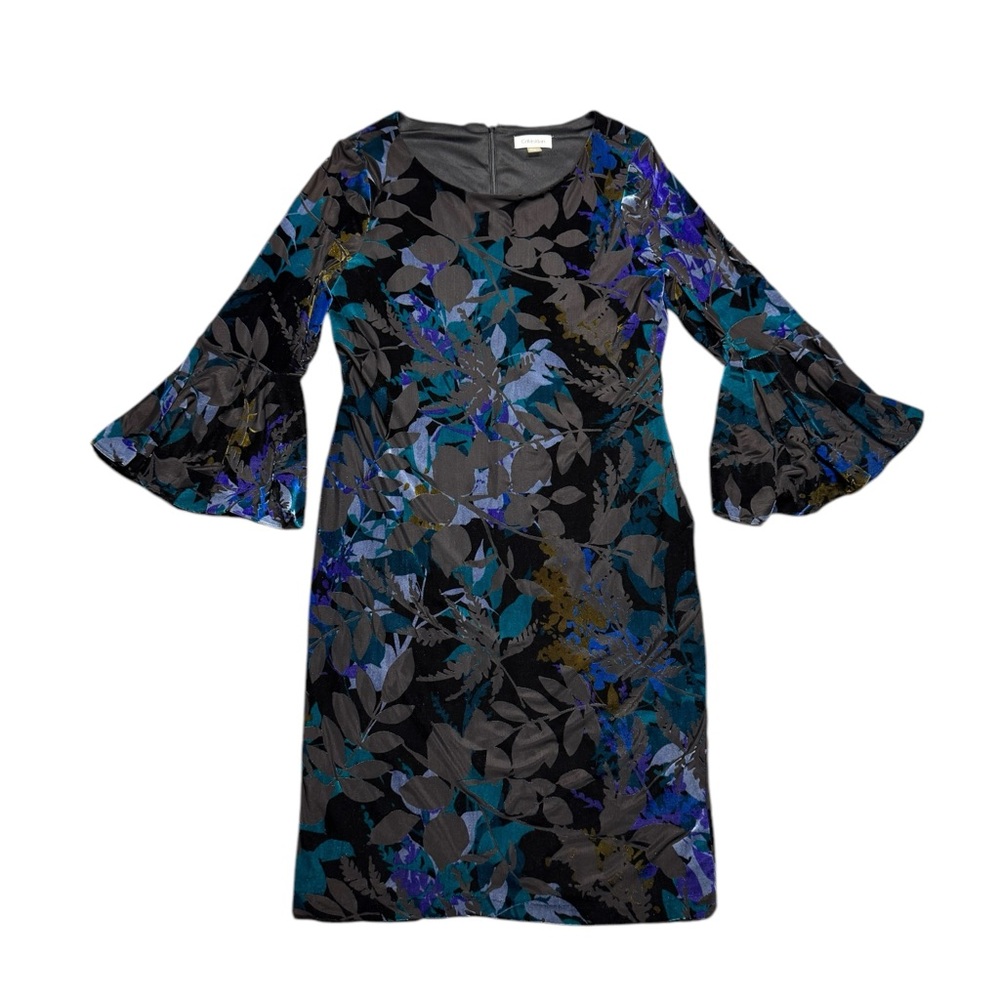 Calvin Klein, Elegant Floral Bell Sleeve Dress, Size 12